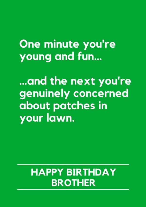 Funny Birthday Card - For Brother - Lawn patches - Gardening created by Making Lemonade