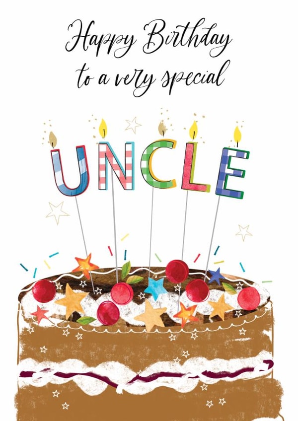 Traditional Birthday Card - For Uncle - Cake created by Katie Phythian Design