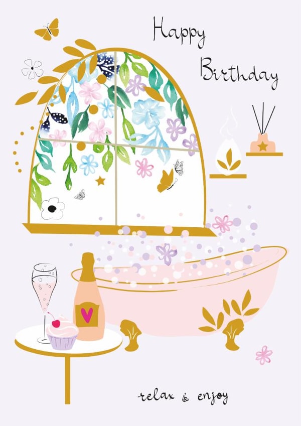 Classic Birthday Card - Pamper Time - Relax & Enjoy created by SABIVO Design by Sabina