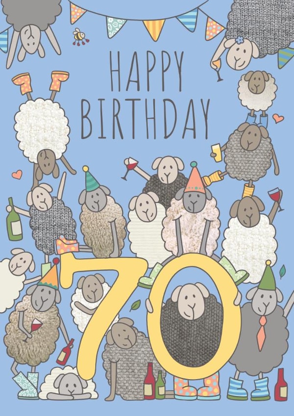 70th sheep birthday card funny created by FELLTARN