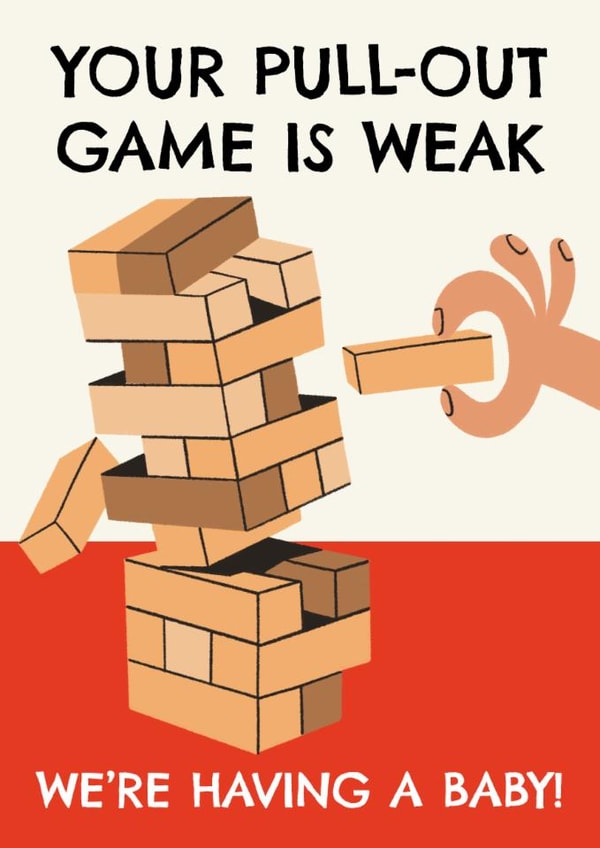 Funny New Baby Card - Pull-Out Game - Jenga created by AbiGoLucky