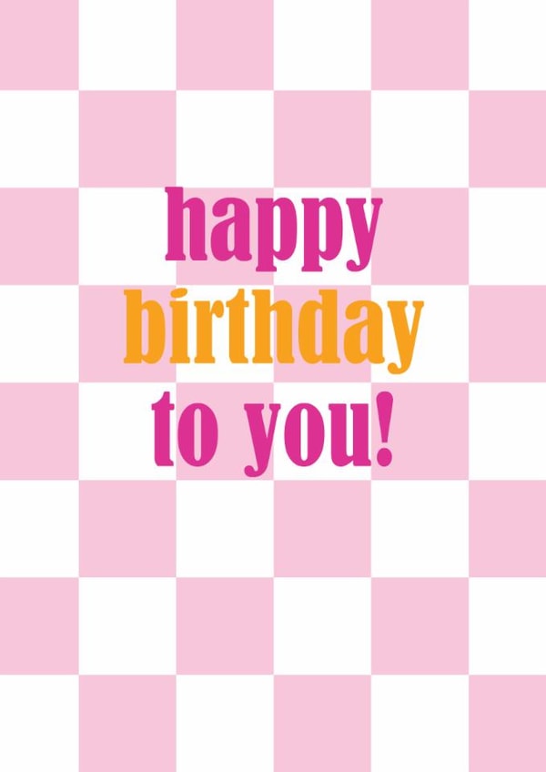Classic Birthday Card - For Her - Pink Checkerboard Design created by Pink Pig