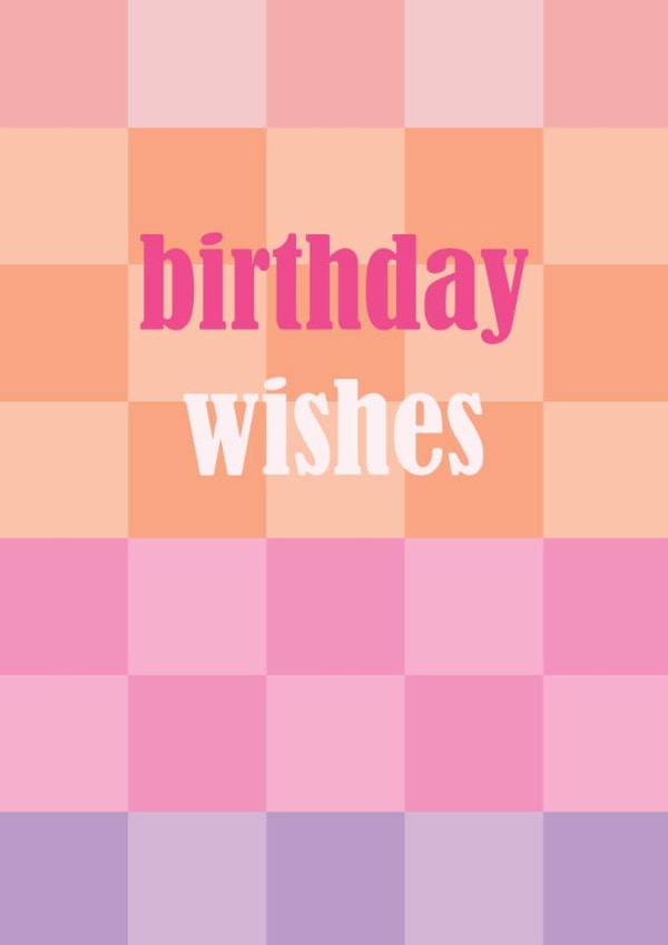 Classic Birthday Card - Colourful Checkerboard Design - For Her created by Pink Pig