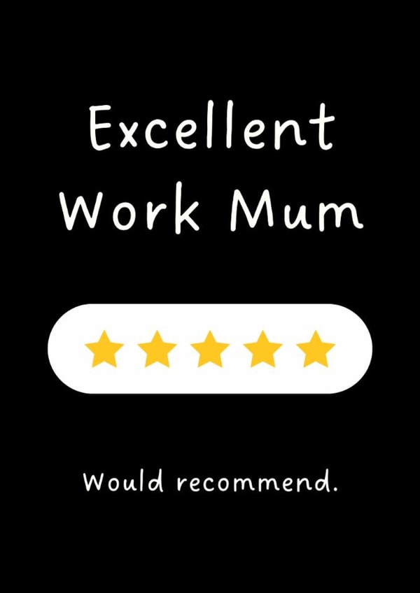 Fun Mother's Day Card - For Work Mum - Five Star created by Sundiva Designs