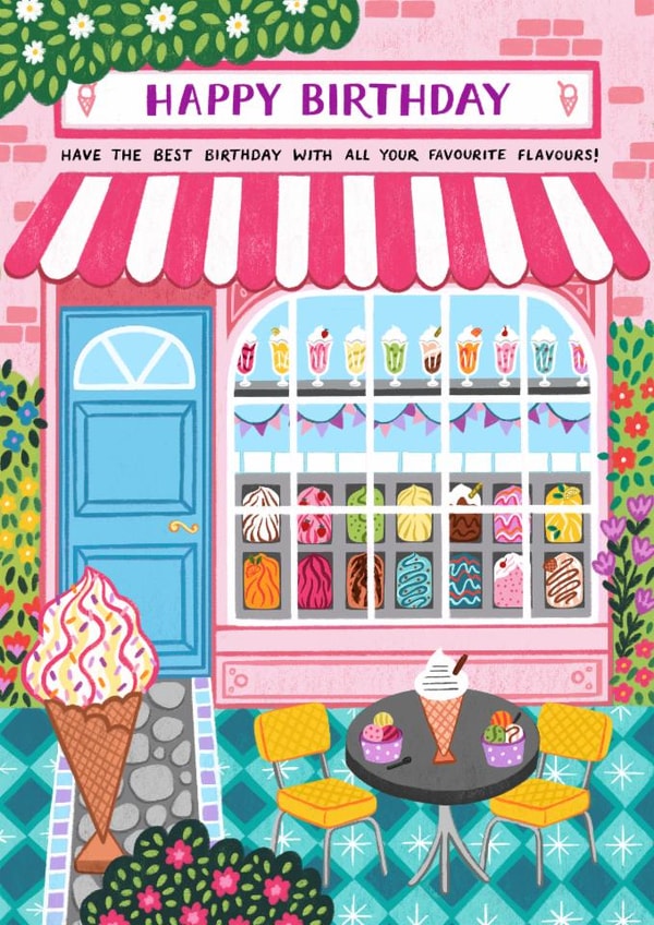Pretty Birthday Card - Ice Cream Shop - For Her created by Pear Tree Press