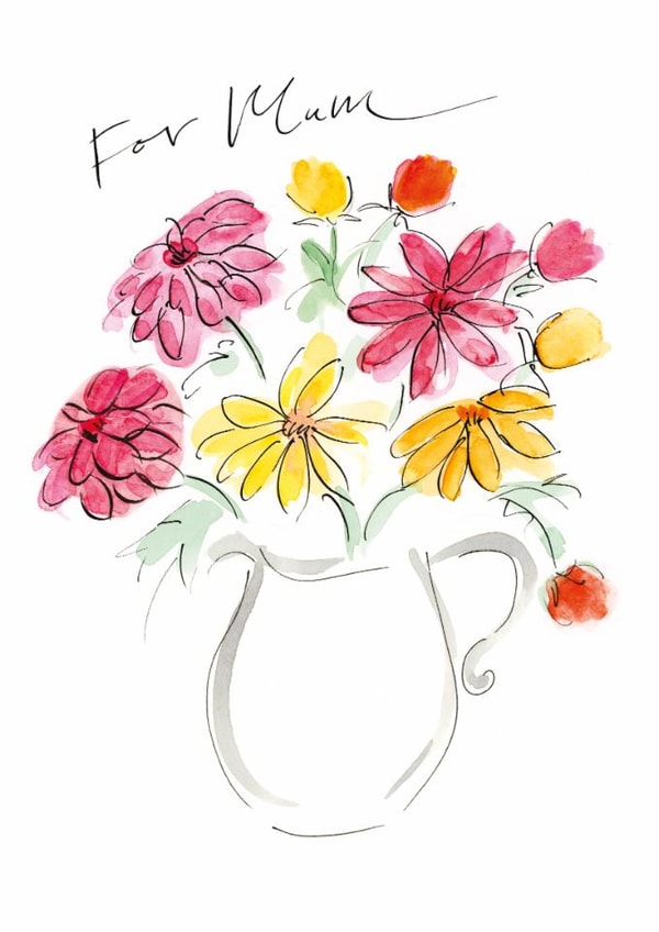 Classic Mother's Day Card - Dahlias - Flowers created by Gabrielle Solly Illustration