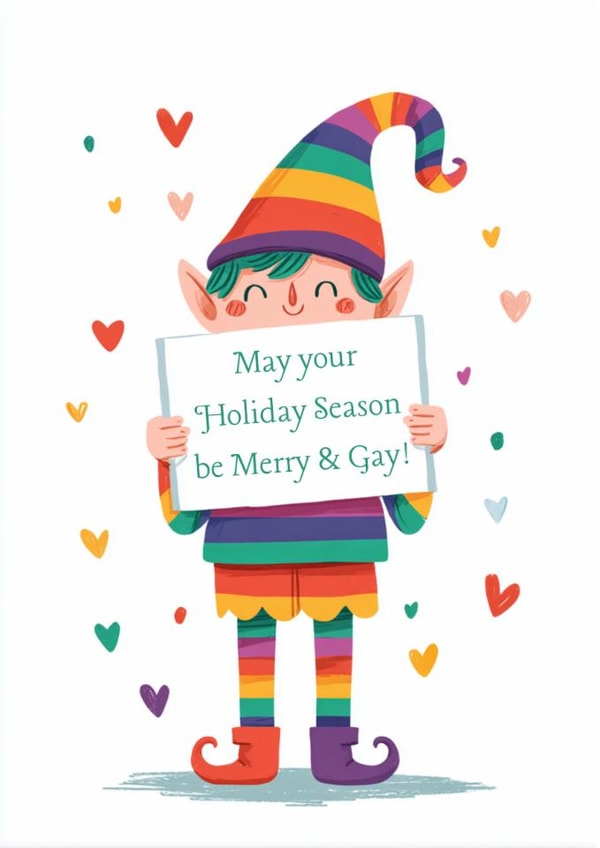 Merry & Gay Rainbow Elf Christmas Card created by something witty