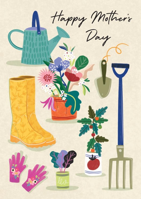 Classic Mother's Day Card - Gardening - Garden Tools created by Laura Darrington Design Ltd.