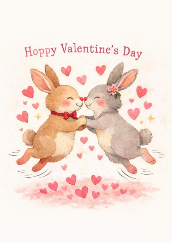 Hoppy Valentie's Day, Cute Bunny Card created by StudioMerryCo