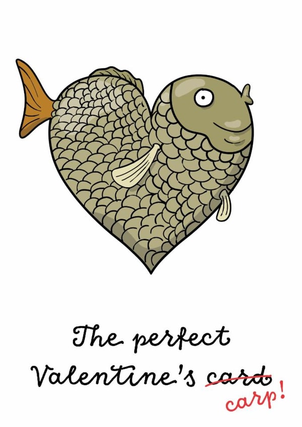 Funny Fishing Valentine's Card - The Perfect Valentine's Carp! created by Blueberry Magpie Cards