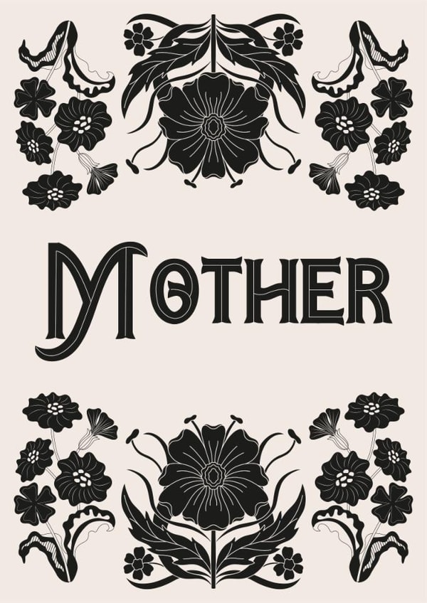 Gothic Mother Card – Dark Floral Illustration for Alternative or Goth Mums created by Sad Girl Illustration
