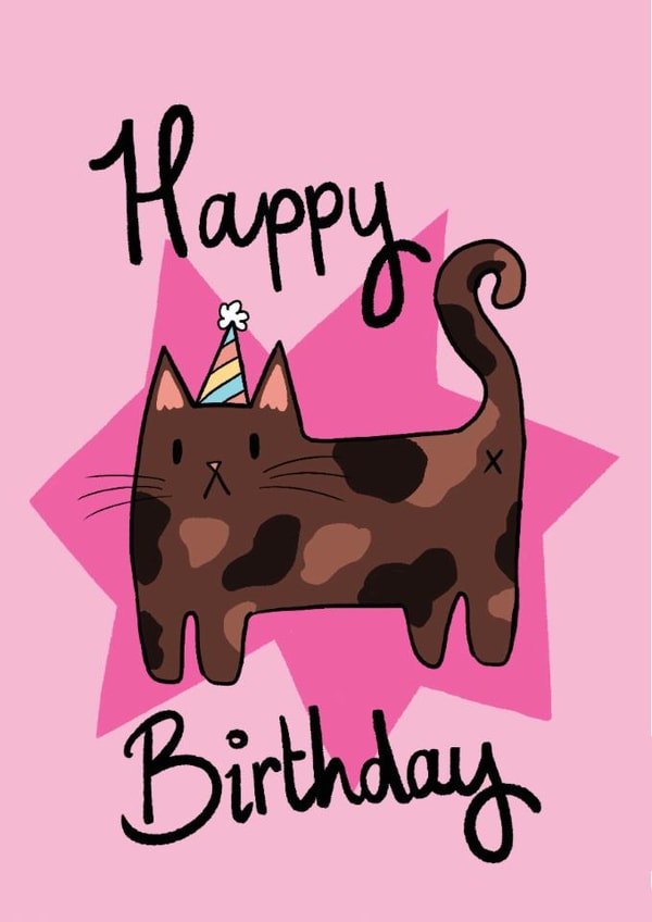 Tabby Cat butthole birthday card created by Mogs Austin
