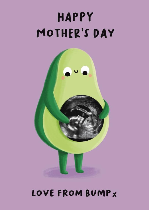 Cute Mother's Day Card - Love From Bump - Avocado created by Sophie Kent Illustration
