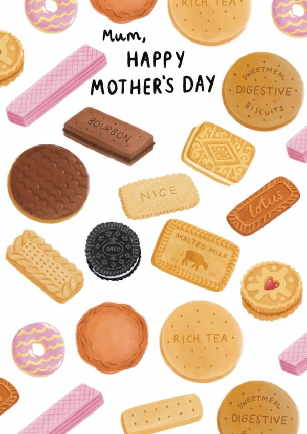 Classic Mother’s Day Card - For Mum - Biscuits created by Sophie Kent Illustration