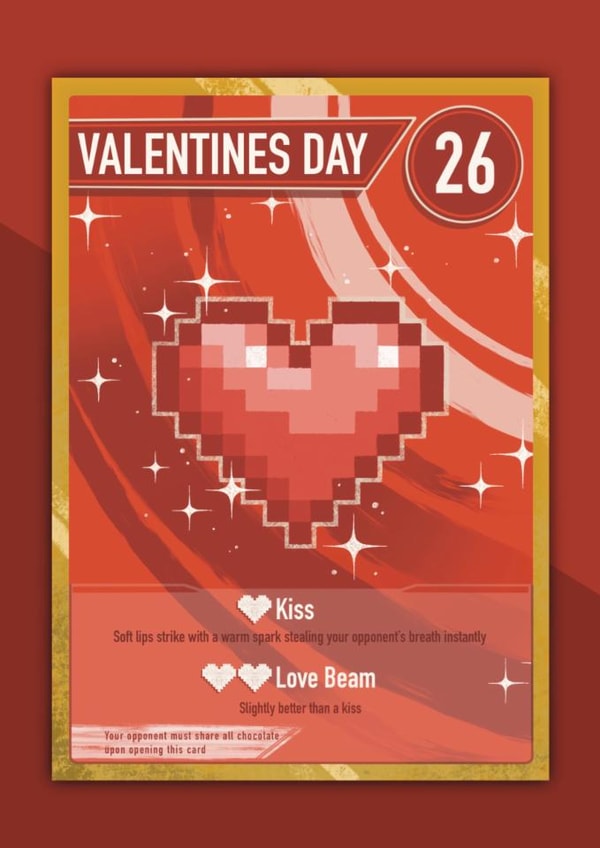 Collectible Valentine’s Day Pixel Gamer Card for your Card Collecting Partner created by Tommy Blue Illustration