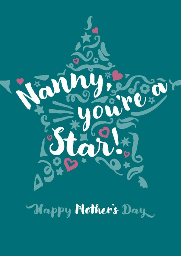 Classic Mother's Day Card - For Nanny - Star created by Fatchair Print