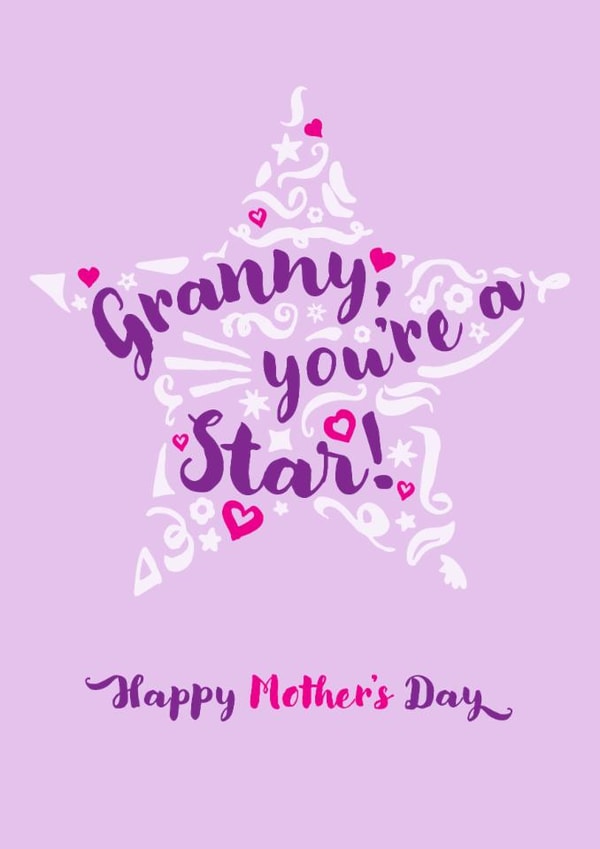 Classic Mother’s Day Card - For Granny - Star created by Fatchair Print