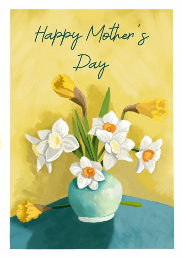 Pretty Mother’s Day card featuring spring daffodils. created by Sharonflemingart