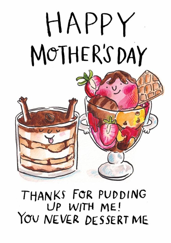 Cute Mother's Day Card - Pudding Pun - Desert created by Jelly Armchair