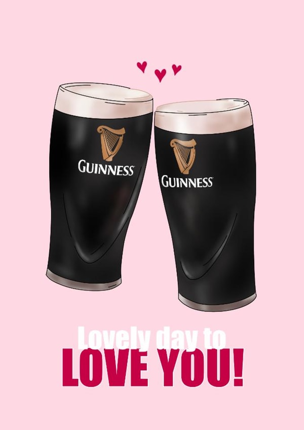 Cute Valentines card for your Significant Other - Irish Guinness Pints Card created by Aoife Phelan
