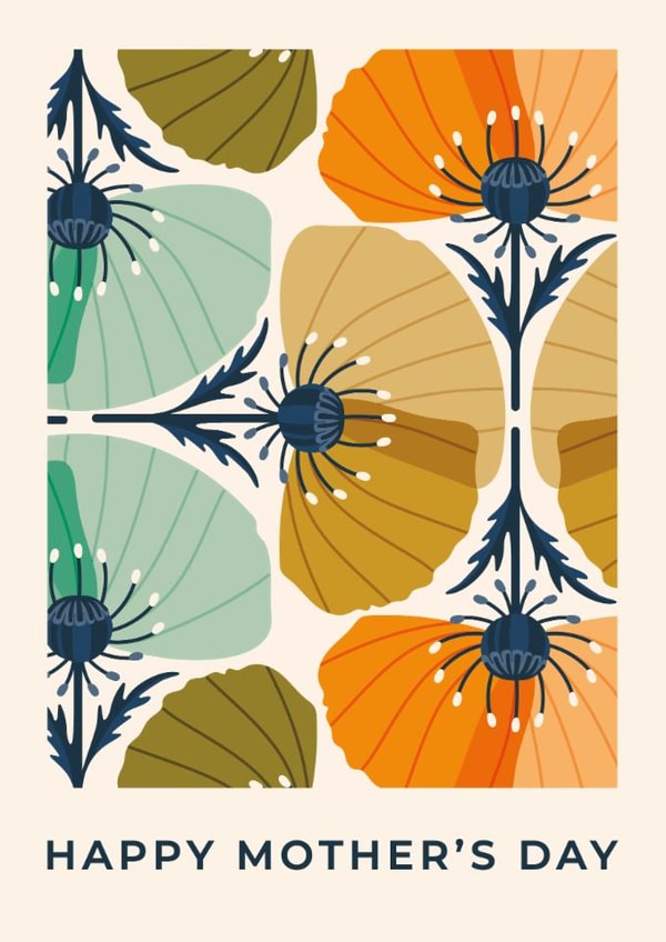 Arty Mother's Day Card - Retro Poppy Pattern created by Taya Cosgrove