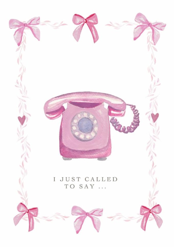 Pink retro phone greeting card created by Samantha