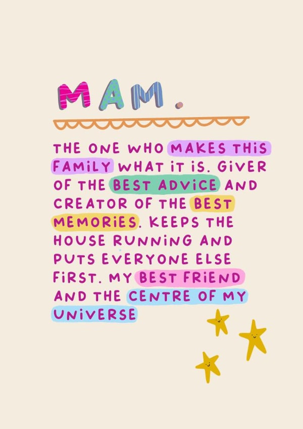 Classic Mother's Day Card - For Mam - Heartfelt Definition created by Sarah Harding