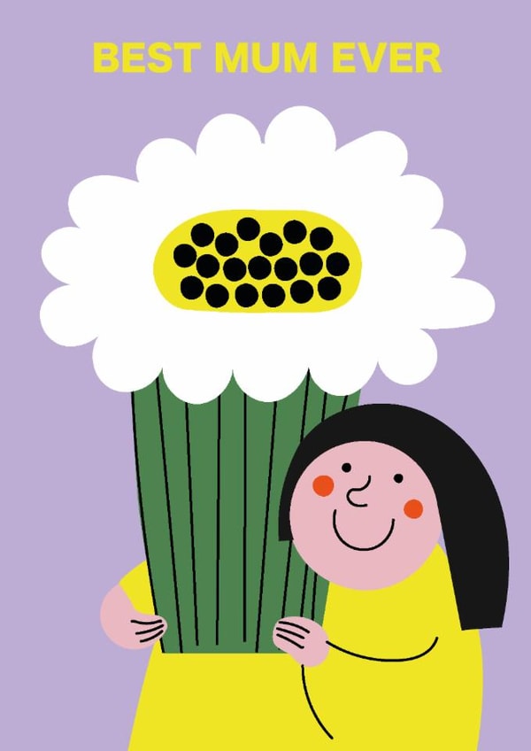 Cute Mother’s Day Card – Best Mum Ever – Daisy Bouquet created by Liina Lember