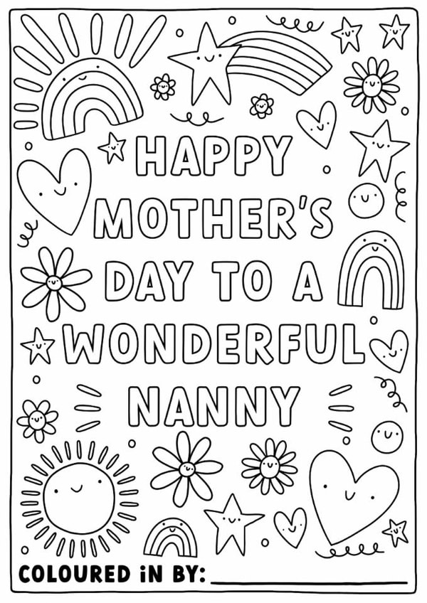 Cute MOther's Day Card - Wonderful Nanny - Colour-In created by Sarah Harding