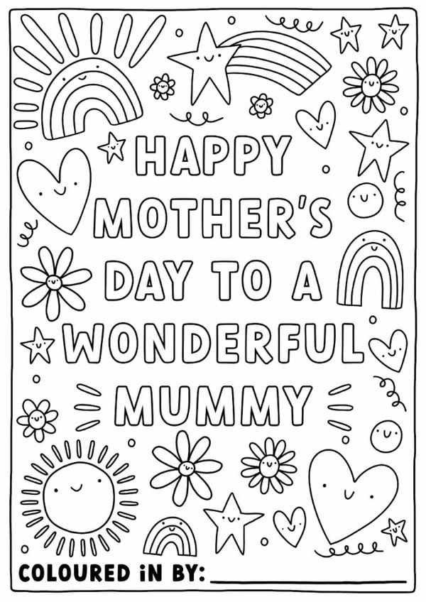 Cute Mother's Day Card - Wonderful Mummy - Colour-In created by Sarah Harding