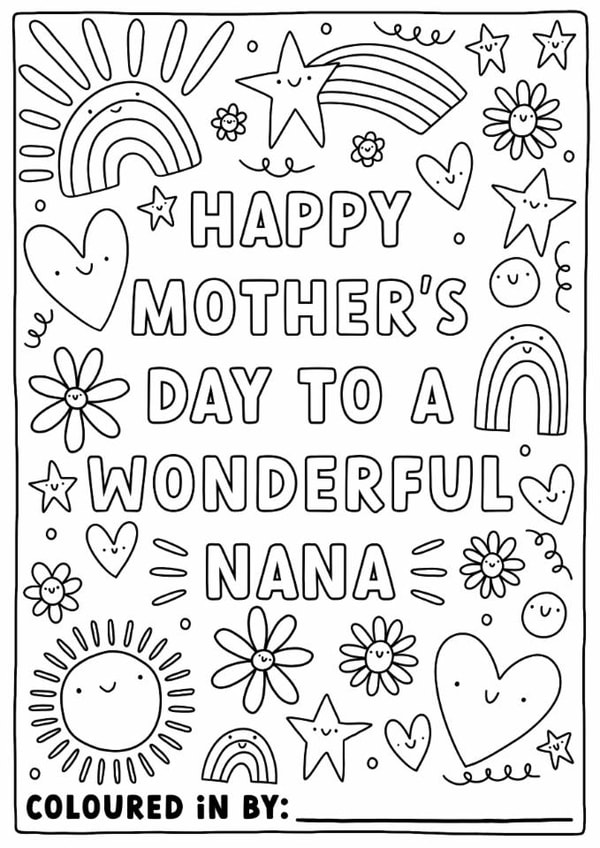 Cute Mother's Day Card - Wonderful Nana - Colour-In Card created by Sarah Harding