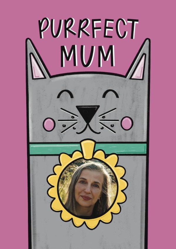 Cute Mother's Day Card - Greyr Cat - Purrfect Mum created by Muses & May 