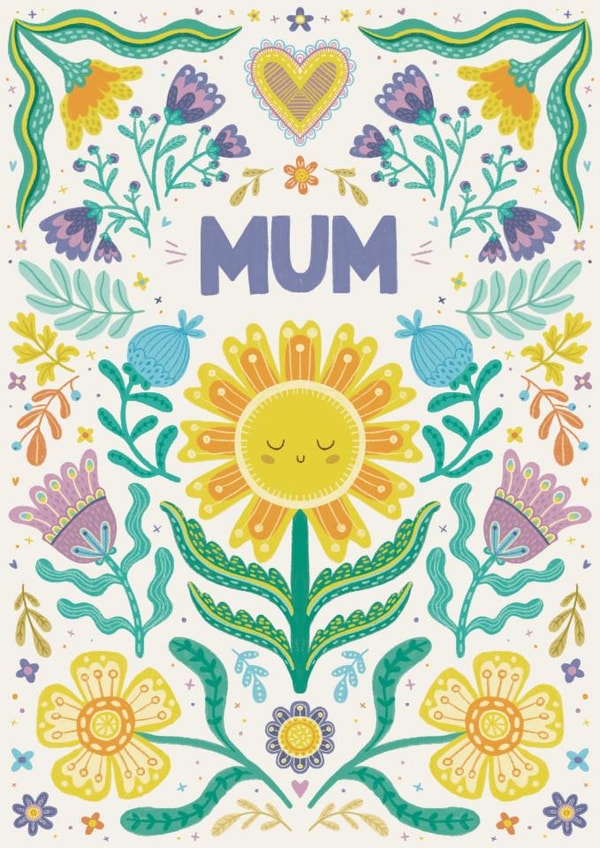 Pretty Mother's Day Card - Folk Art Florals created by Hollie McManus Illustration