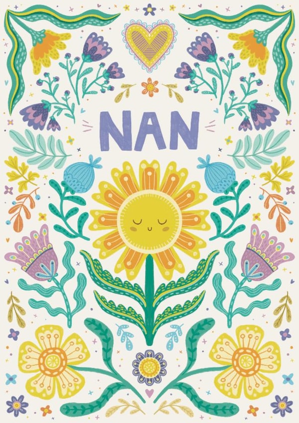Pretty Mother's Day Card - For Nan - Folk Art Florals created by Hollie McManus Illustration