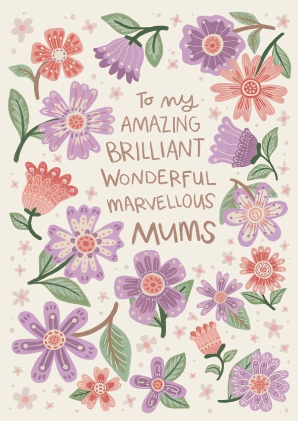 Pretty Mother's Day Card - Wildflowers Pattern - Folk Art Style created by Hollie McManus Illustration