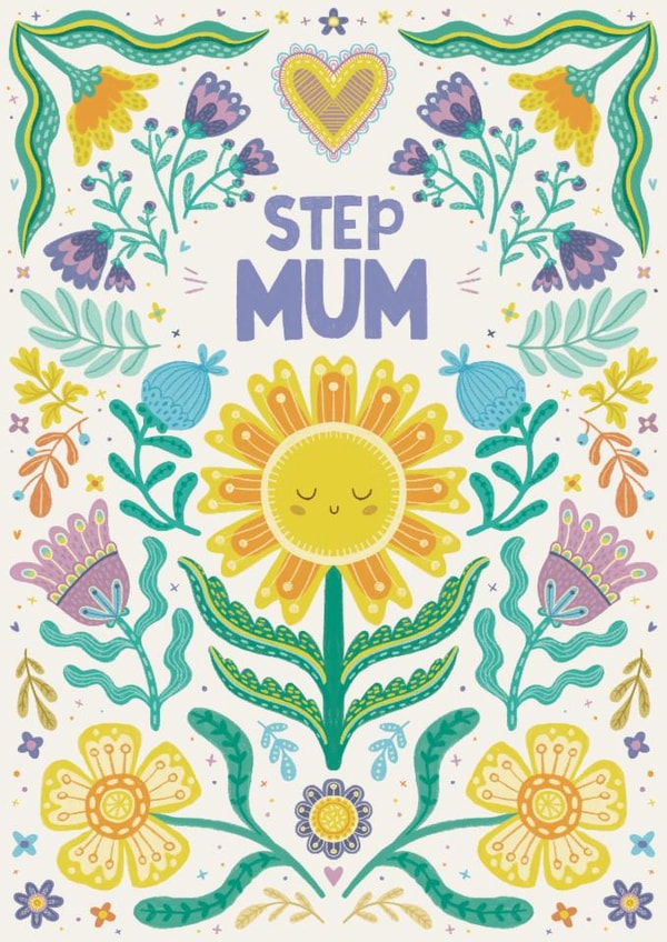 Pretty Mother's Day Card – For Step Mum – Folk Art Florals created by Hollie McManus Illustration