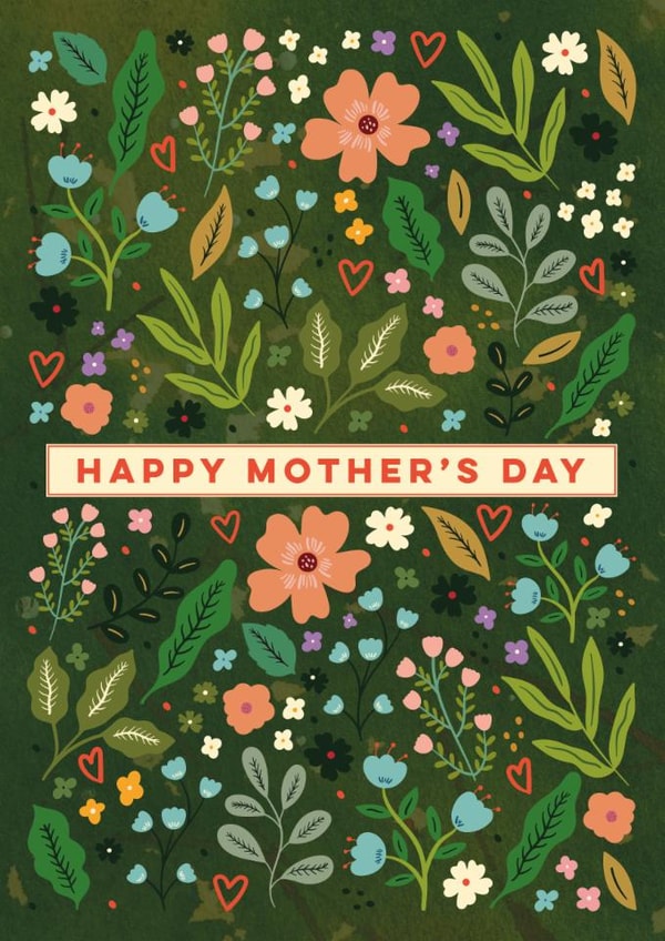 Classic Mother’s Day Card - Wildflower Meadow, Flowers and Hearts created by Eli the Goat