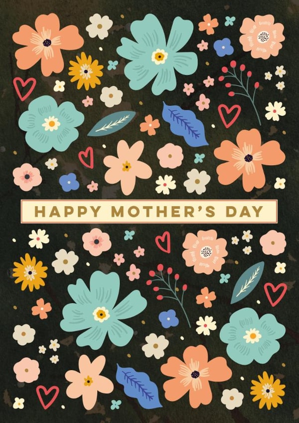 Pretty Mother’s Day Card - Flowers - Hearts created by Eli the Goat