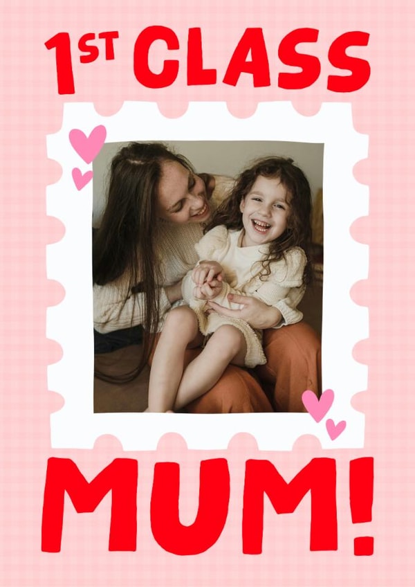 Cute Mother's Day Card - 1st Class Mum - Hearts created by Studio Doodles