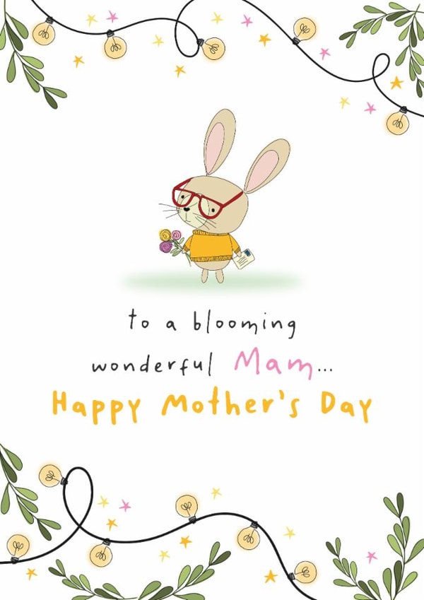 Cute Mother's Day Card - For Mam - Blooming Wonderful Bunny created by Dandelion Stationery