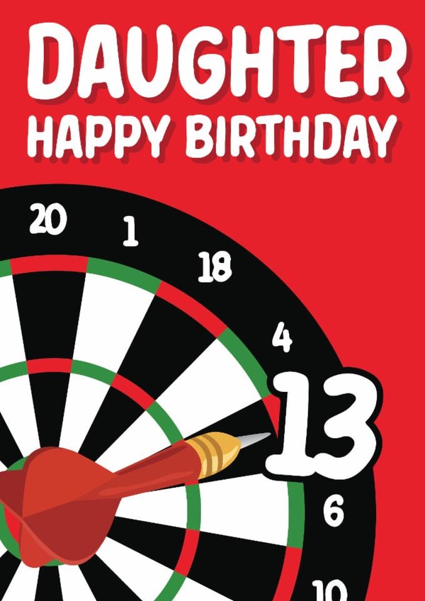 Traditional darts-themed card for your daughter created by Quinton cards