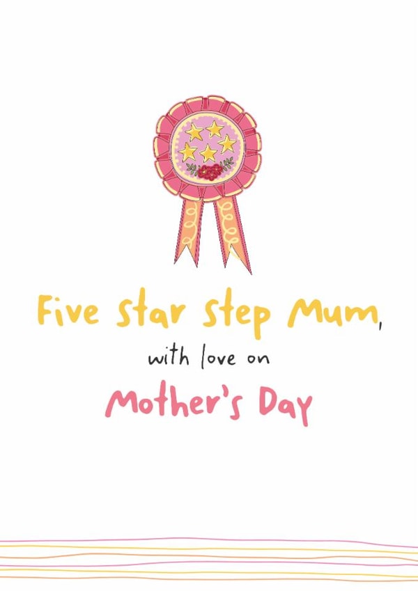 Cute Humorous card for a special STEP MUM on Mother's Day - Five Star created by Dandelion Stationery
