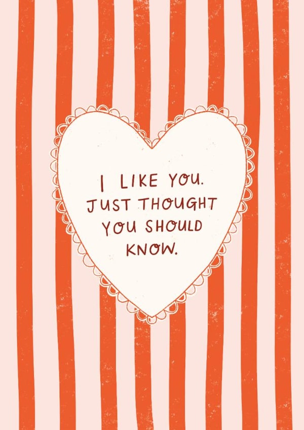“I Like You” Valentine’s Day Card – Cute New Relationship - I Fancy You Card created by Leaf Lane Studio