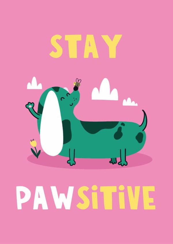 Cute Positivity Card - Thinking Of You - Dog Pun created by Lucy Maggie Designs