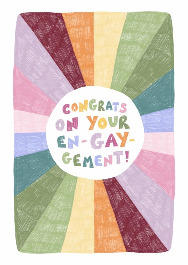 LGBTQ+ engagement card celebrating queer love! created by Kai Kathleen