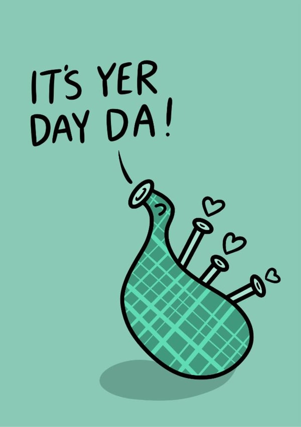 Cute Father's Day Card - Da - Scottish - Bagpipes created by Greetin’ Cards UK