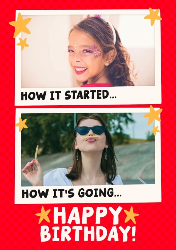 Cute Birthday Card - How It Started - How It's Going created by Studio Doodles