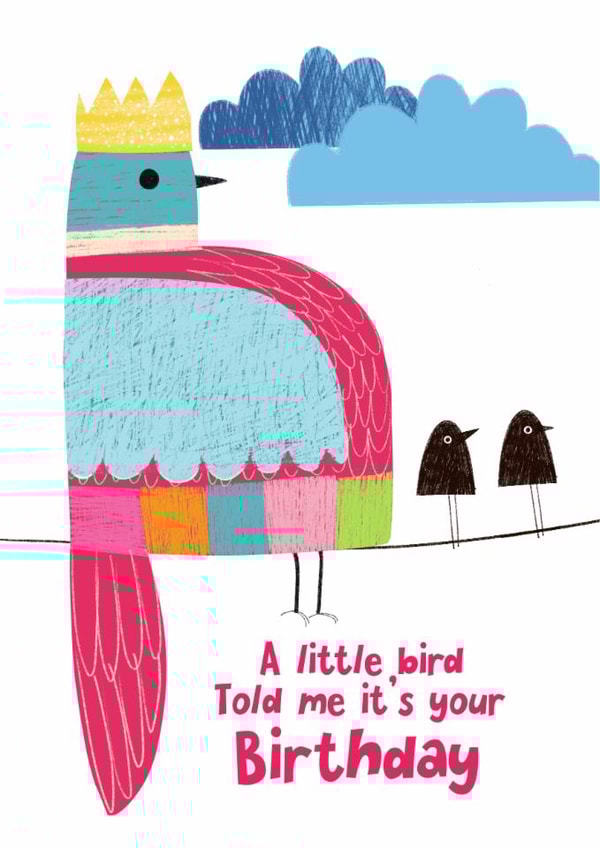 Cute Birdy Birthday Card created by Hinkypunk Illustration 