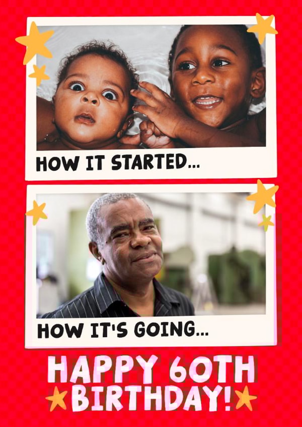 Cute 60th Birthday Card - How it Started - How It's Going created by Studio Doodles