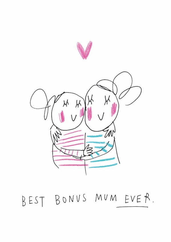 Classic Mother's Day Card - For Step Mum - Best Bonus Mum created by Sketchy Muma